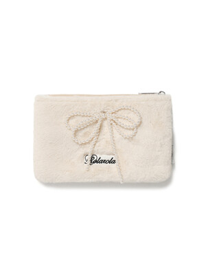 PEARL RIBBON POUCH IVORY