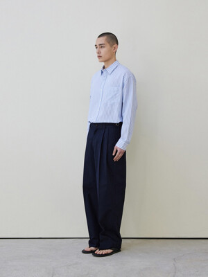 Two-Tuck Wide Chino Pants (Navy)