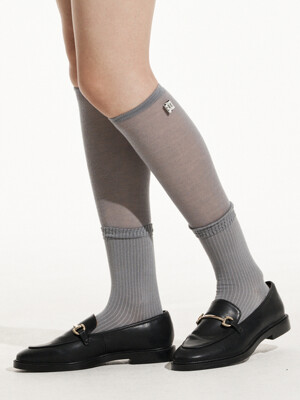 SEE THROUGH LAYERED OVER KNEE SOCKS CHARCOAL