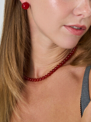 [SILVER 925] 5MM RED ONYX NECKLACE AN2240004
