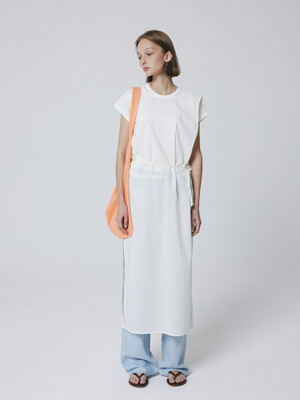 Sheer layered slit dress (Cream)
