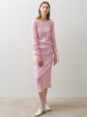 Wave Shirring Skirts - Pink