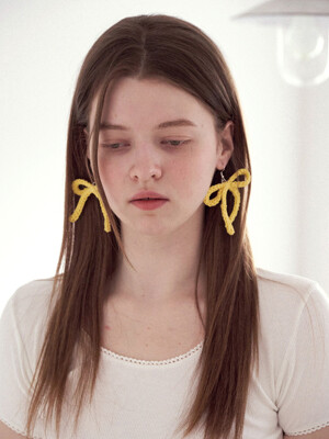 No.201 / Ribbon Crochet Earring (Silver 925) _ Yellow