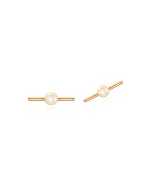 Point Pearl Rose Gold Earring