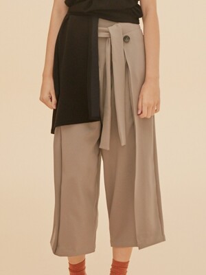 High waist wide leg pants (khaki beige)