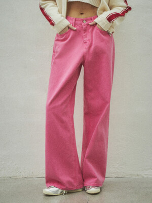 Wide Pigment Garment Dyeing Pants_CTD403(Hot pink)