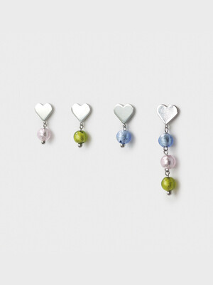 heart colorball earring (4colors)