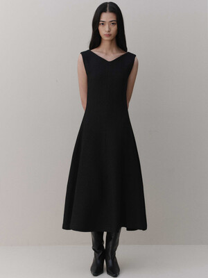 tweed flare dress_black