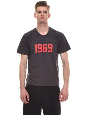 1969-Print Cotton-Jersey T-Shirt (DARK GREY)