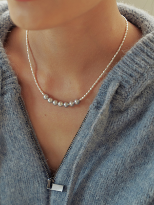 Grey-White Pearl Necklace_NZ1204