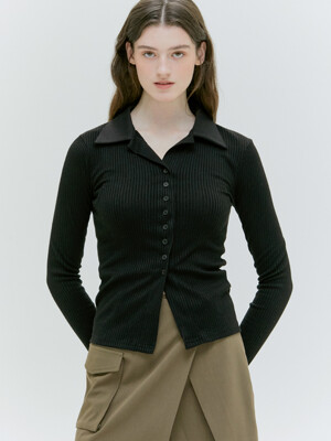 BUTTON DETAIL HAILEY CARDIGAN [OATMEAL][BLACK]