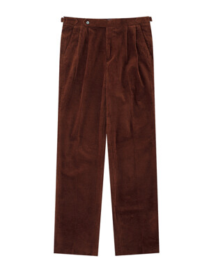 Corduroy adjust 2Pleats relaxed Trousers (Brick)