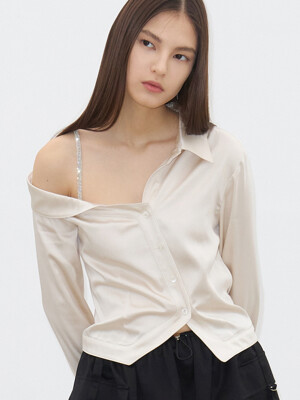 ASYMMETRIC SHOULDER SHIRT(CREAM)