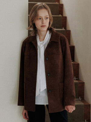 suede single half jacket (vintage brown)