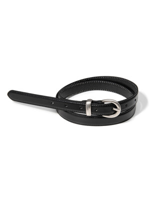 (W) simple western round cowhide leather belt (T013_black)