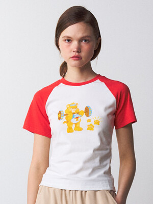 [WOMEN`S EDITION] USA GYM 케어베어 래글런 반팔 티셔츠 레드