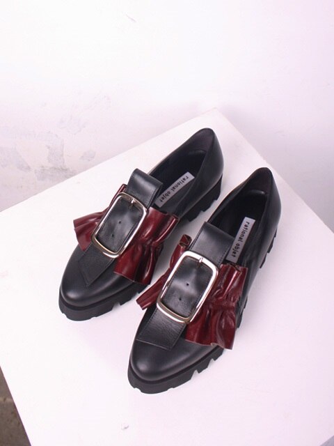 [LO 6141 BG] FRONT TIE & RUFFLE LOAFER