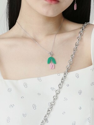 DROPPED TULIP NECKLACE PINK