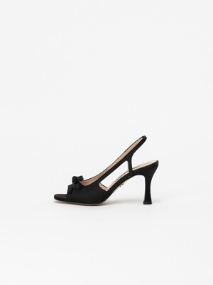 Pansy Open-toe Slingback Sandals in Black Silk