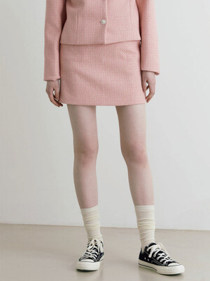 Ella tweed mini skirt - pink