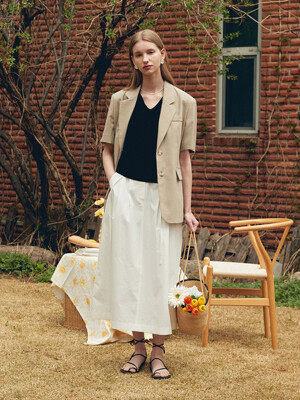 BELTED COTTON LONG SKIRT (sand ivory)