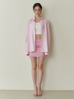 Basic satin mini skirt - pink