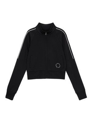 PIPING CROP TRACK JUMPER IN BLACK