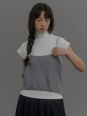 Spangled Bustier Knit Top (Gray)