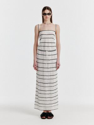 YOZOO Jacquard Stripe Knit Dress - Ivory