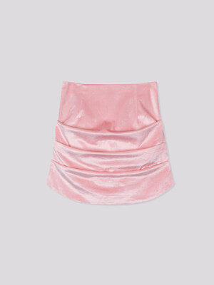 Velvet Draping Skirt Pink