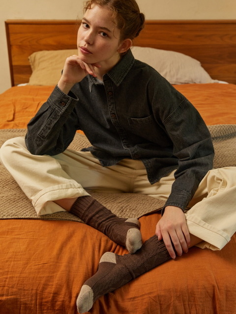 [삭스어필] cable argyle melange brown