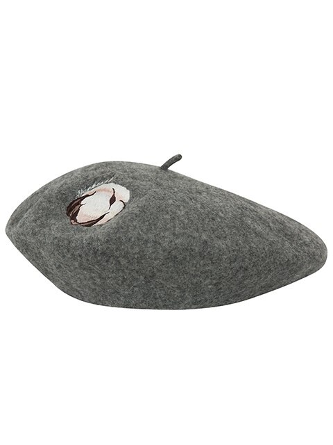 Embroidery Wool Beret_Gray