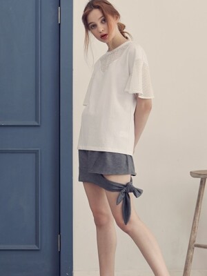 TIED MINI JERSEY SKIRT_GRAY