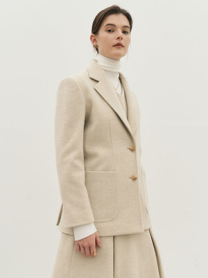 4W Premium Wool Two Button Jacket - Ivory
