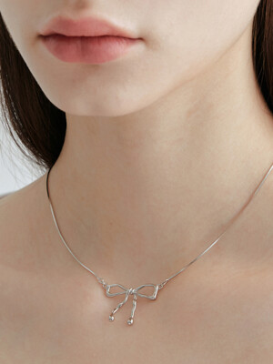[925 SILVER] Flow Ribbon Necklace