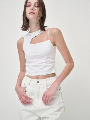 Cut Out Sleeveless Top, Ivory