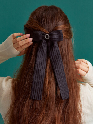 Black jacquard ribbon hairpin