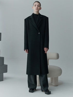 SINGLE BREASTED CASHMERE AND WOOL BLEND COAT BK