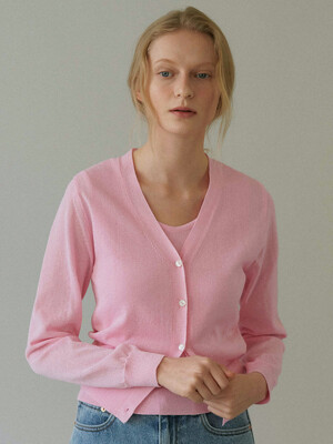 cotton v neck cardigan (fresh pink)