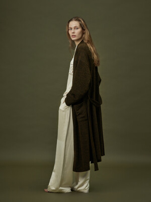 CLASSIC KNIT LONG ROBE_khaki black (women)