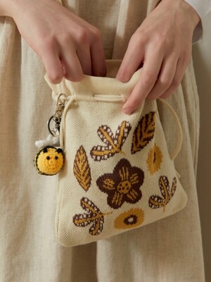 BK cotton knit cross bag floral scatter
