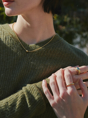 [단독][925 silver] Un.silver.176 / ave ball necklace (gold) + soar ring (gold)