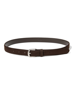(W) basic square suede belt (T023_brown)