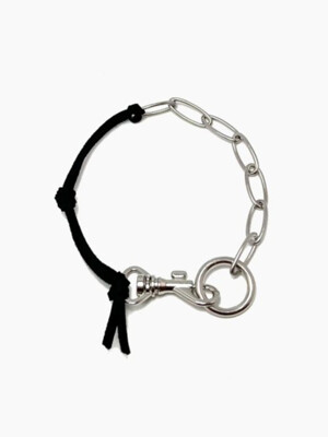 Leather mix chain bracelet