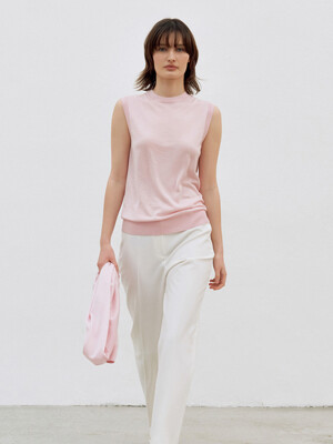 Silk Cashmere Sleeveless Knit Top Light Pink