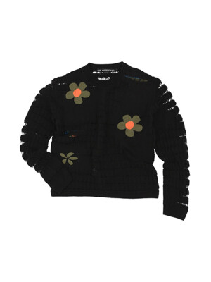 FLOWER SHEER CREW-NECK SWEATER atb1059m(BLACK)