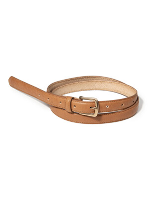 (W) simple vintage cowhide leather belt (T022_tan)
