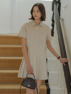 Pleats point half sleeve collar OPS_Light gray