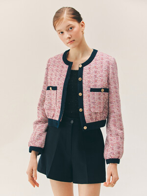 NATALIE Tweed bomber jacket (Lavender pink)