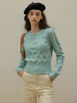 DD_Cable round knitted sweater_MINT